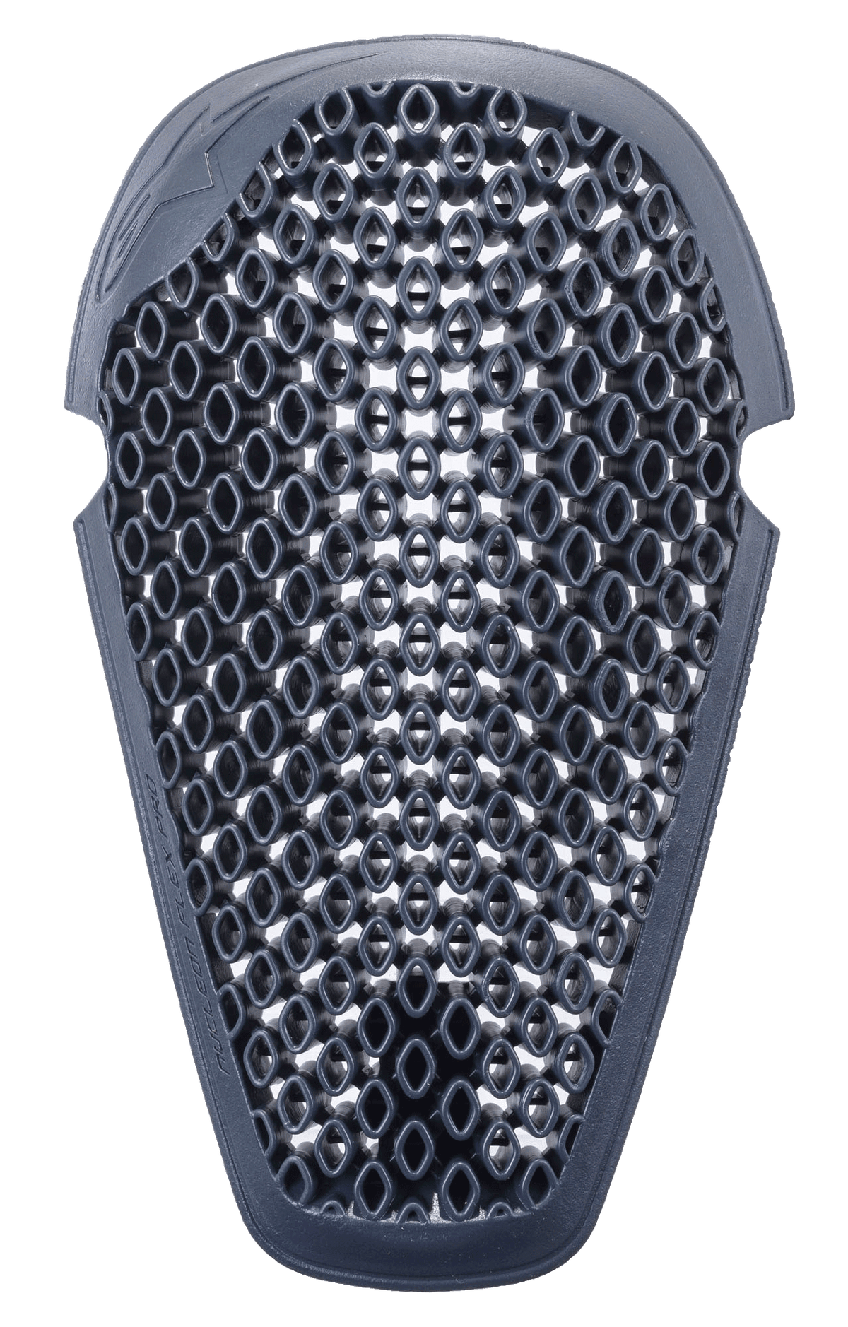 Alpinestars Nucleon Flex Pro Knee Protector, Anthracite, featuring a ventilated open-structure honeycomb design, ergonomic shape for motorcycle impact protection, lightweight and flexible construction