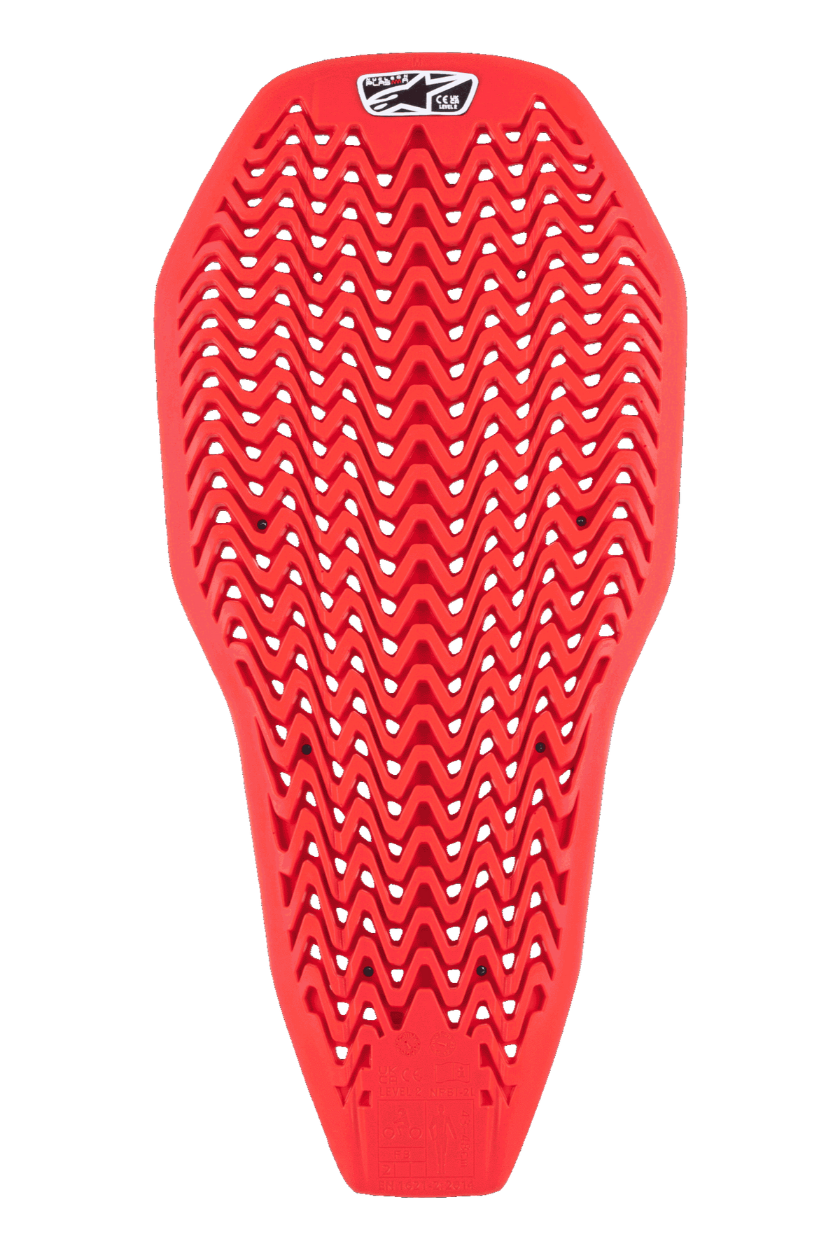 Alpinestars Nucleon Plasma Full Back Protector Insert, protection dorsale rouge, motif perforé en zigzag, conception légère et flexible pour la ventilation, insert d'équipement de protection moto absorbant les chocs