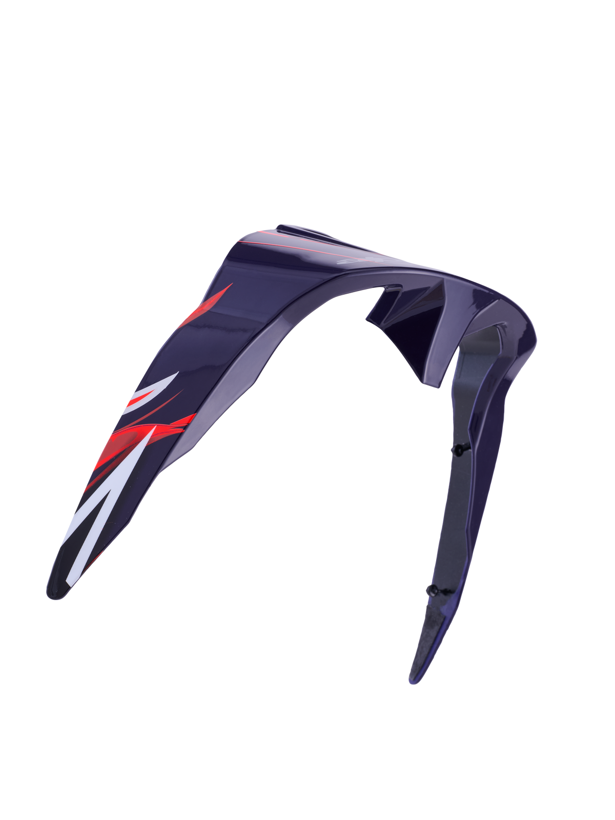 Alpinestars Supertech R10 Flyte Standard Spoiler, accessoire de casque, rouge violet brillant, design aérodynamique incurvé avec graphismes rouges et blancs, finition brillante, pièce de rechange officielle