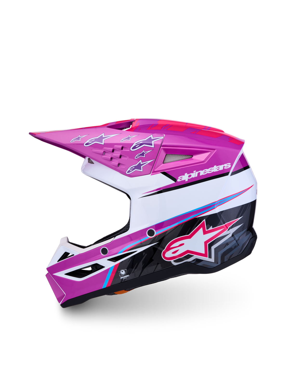 Alpinestars SM3 Falcon Junior, casque de motocross pour enfant violet et blanc, certifié ECE 22.06, coque brillante