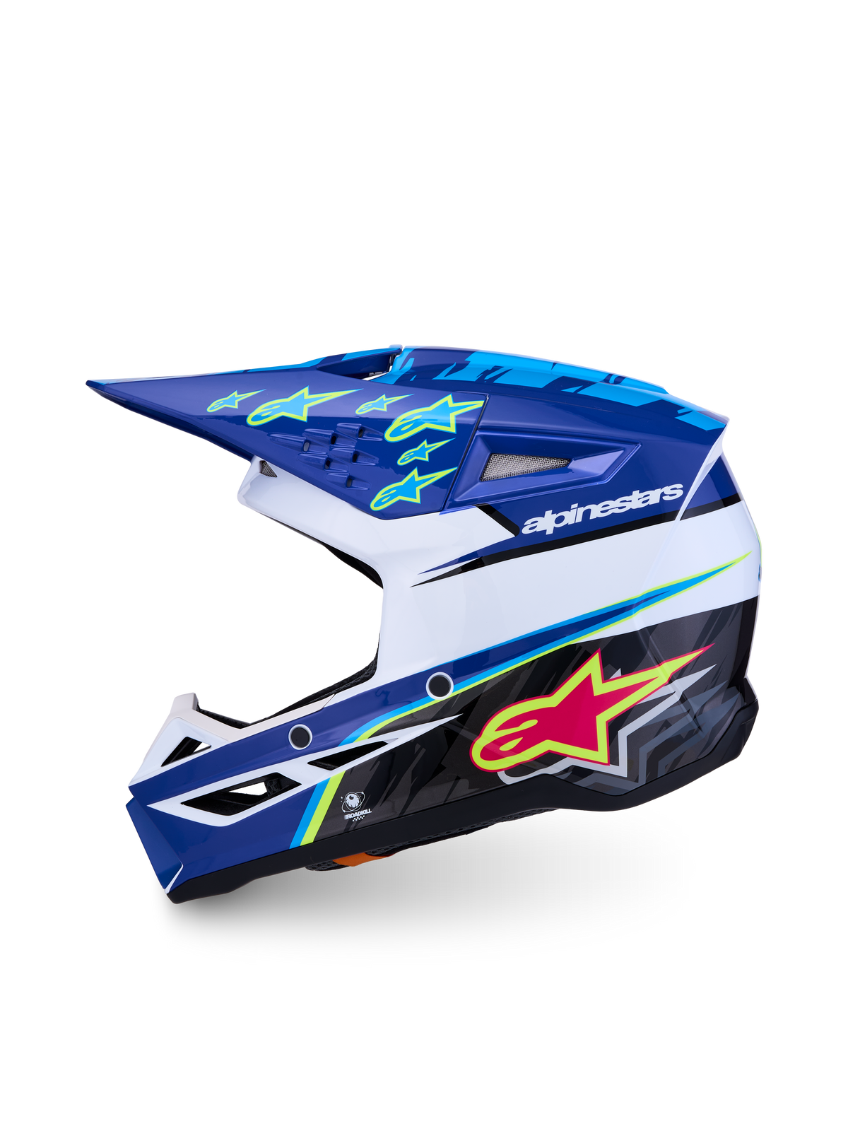 Alpinestars Casque SM3 Falcon Junior, casque de motocross bleu et blanc pour enfant, certifié ECE06, style tout-terrain