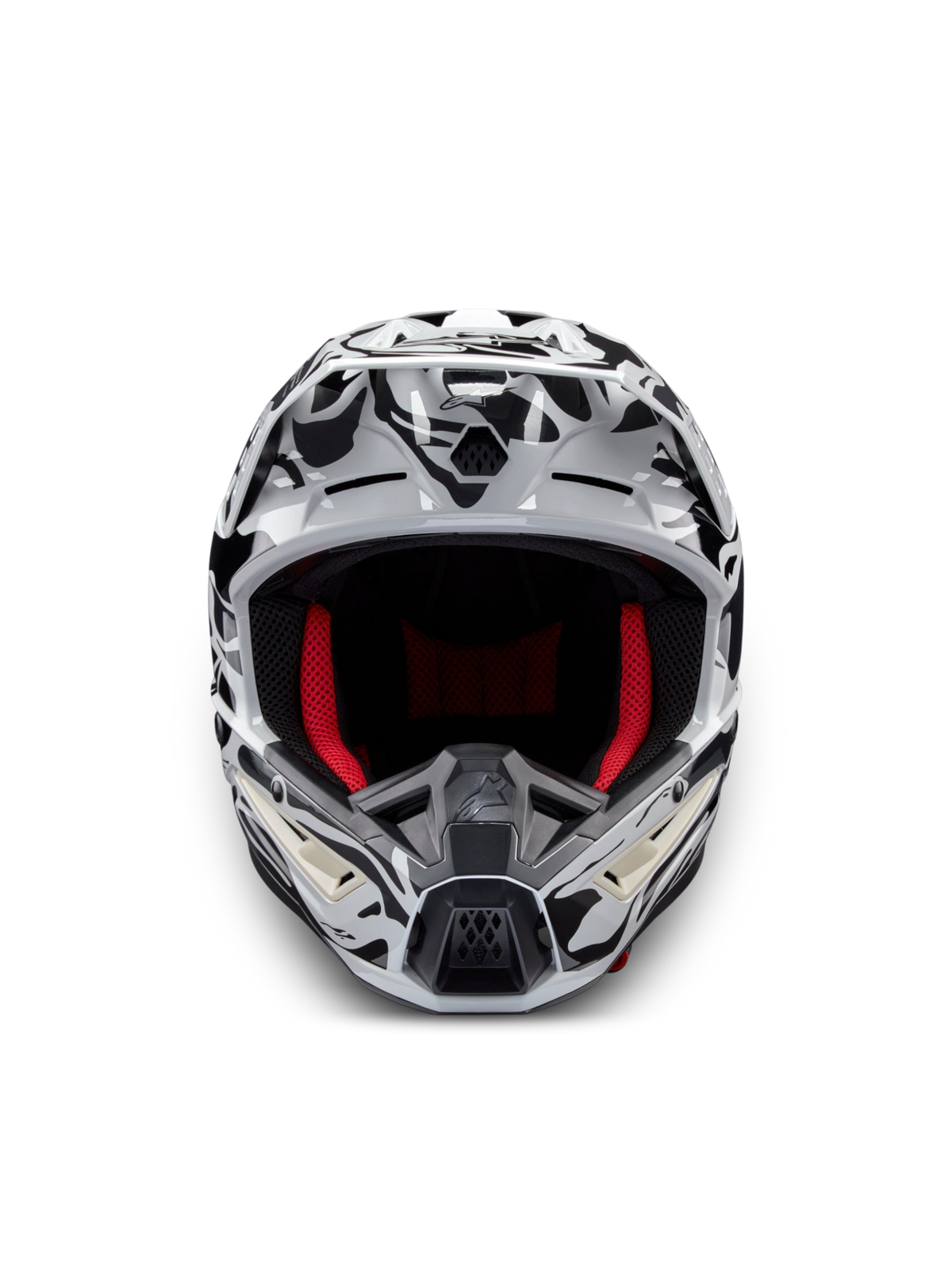 Alpinestars S-M5 Mineral, casque de motocross gris et noir avec doublure rouge, certifié ECE 22.06