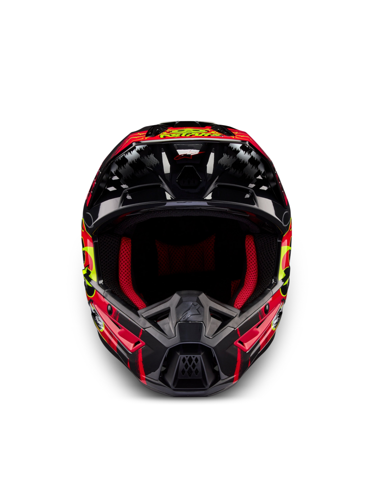 Alpinestars Casque S-M5 Rash ECE 22.06, casque de motocross gris foncé et rouge vif brillant, certifié ECE, coque ventilée.