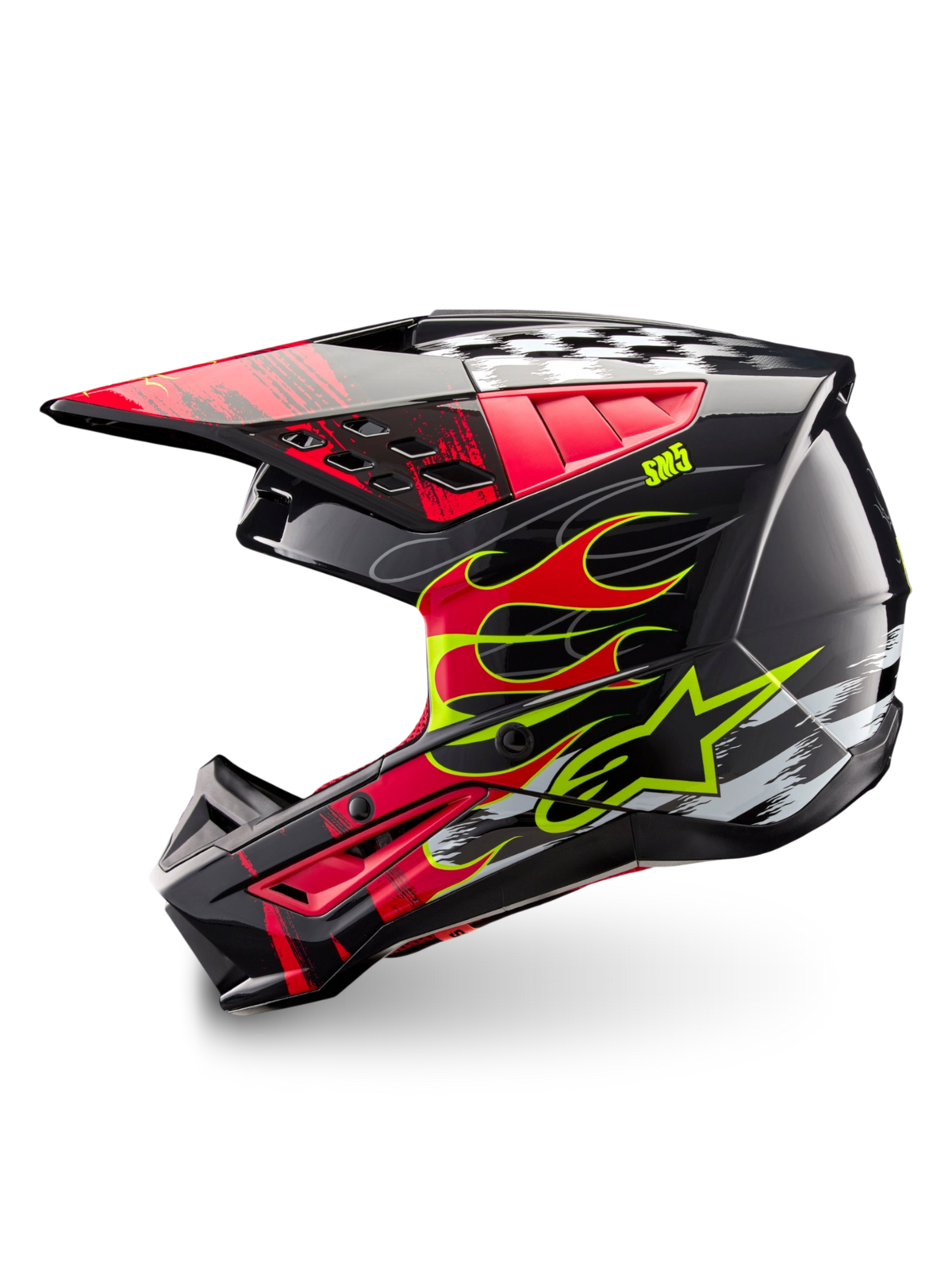 Alpinestars S-M5 Rash, casque de motocross gris foncé et rouge vif, certifié ECE 22.06, coque en thermoplastique léger