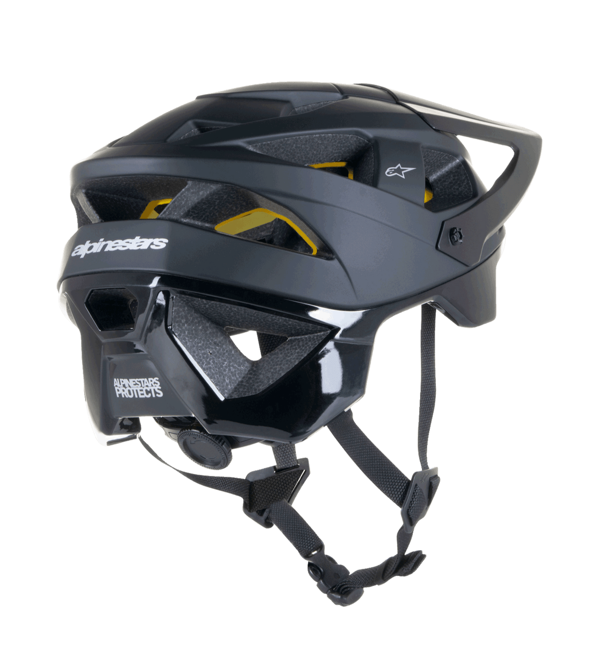 Casque Alpinestars Vector Tech Solid, casque de cyclisme VTT, finition noir mat et brillant, protection Mips, 19 ouvertures d'aération et couverture étendue de la nuque pour le tout-terrain