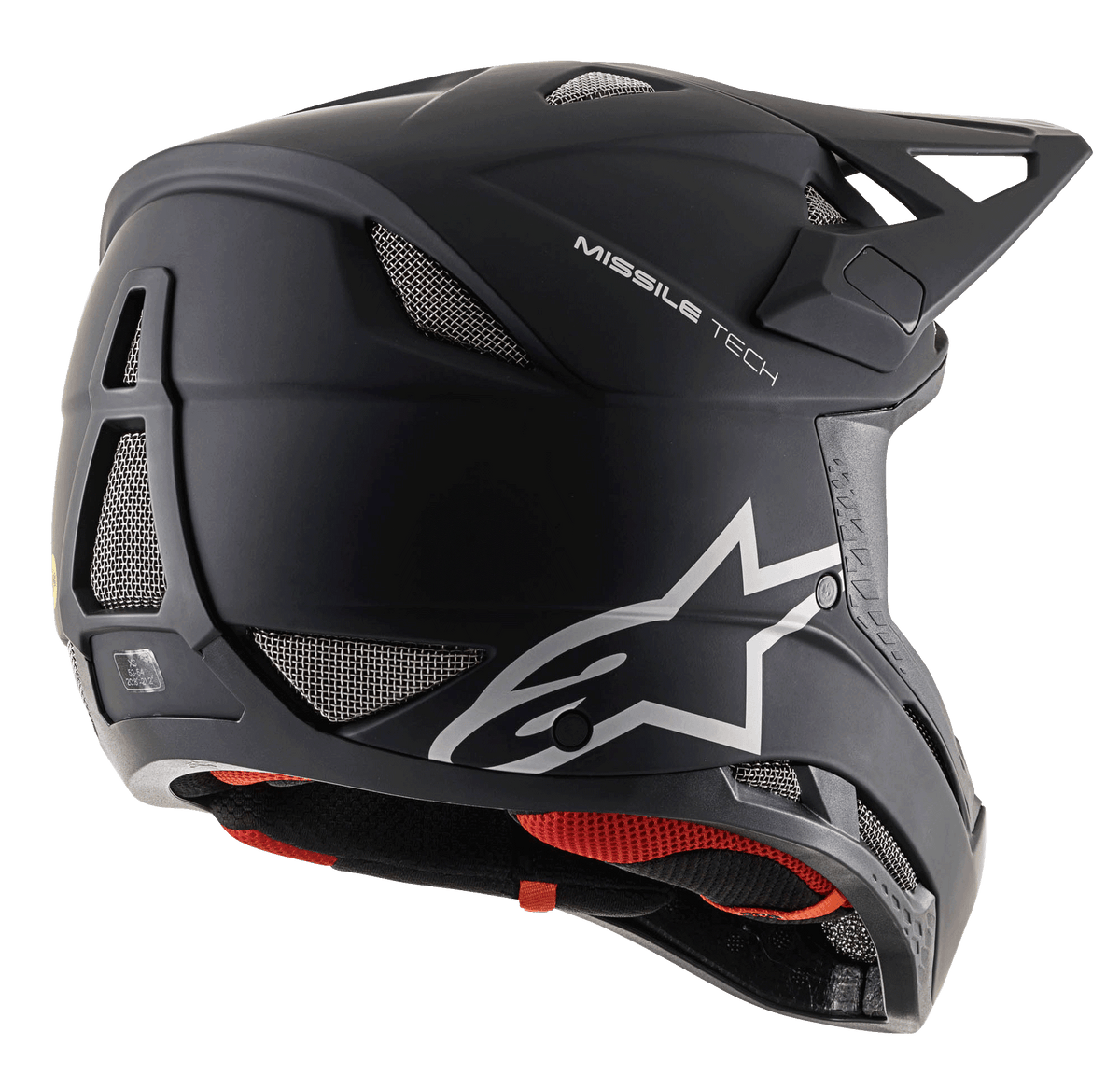 Casque Missile Tech Solid intégral noir mat pour VTT de descente, doté d'évents en mesh et du logo Alpinestars.