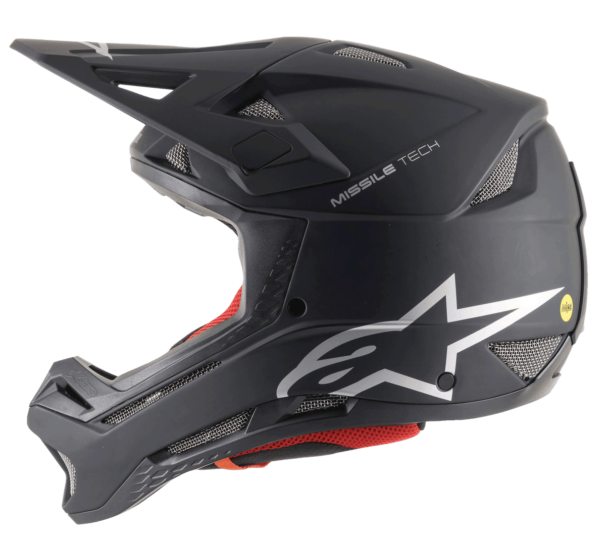 Casque intégral Alpinestars Missile Tech Solid noir mat, doté d'une protection MIPS et de ventilations en mesh.