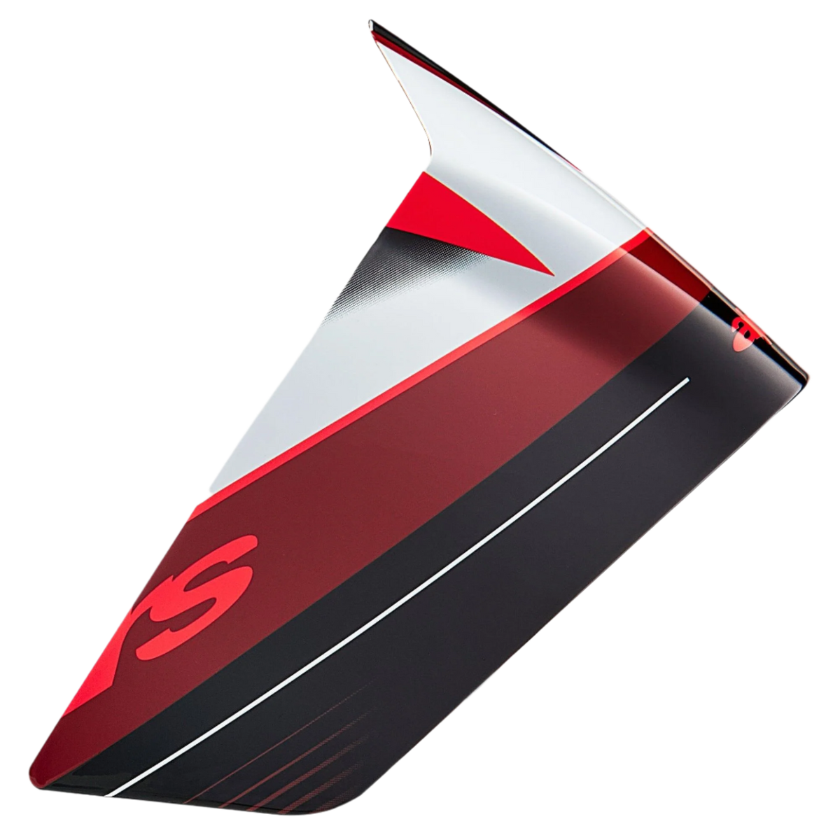 Alpinestars Supertech R10 Team Race Spoiler, accessoire pour casque, noir carbone rouge et blanc brillant, pièce de rechange aérodynamique aux graphismes angulaires et au profil épuré