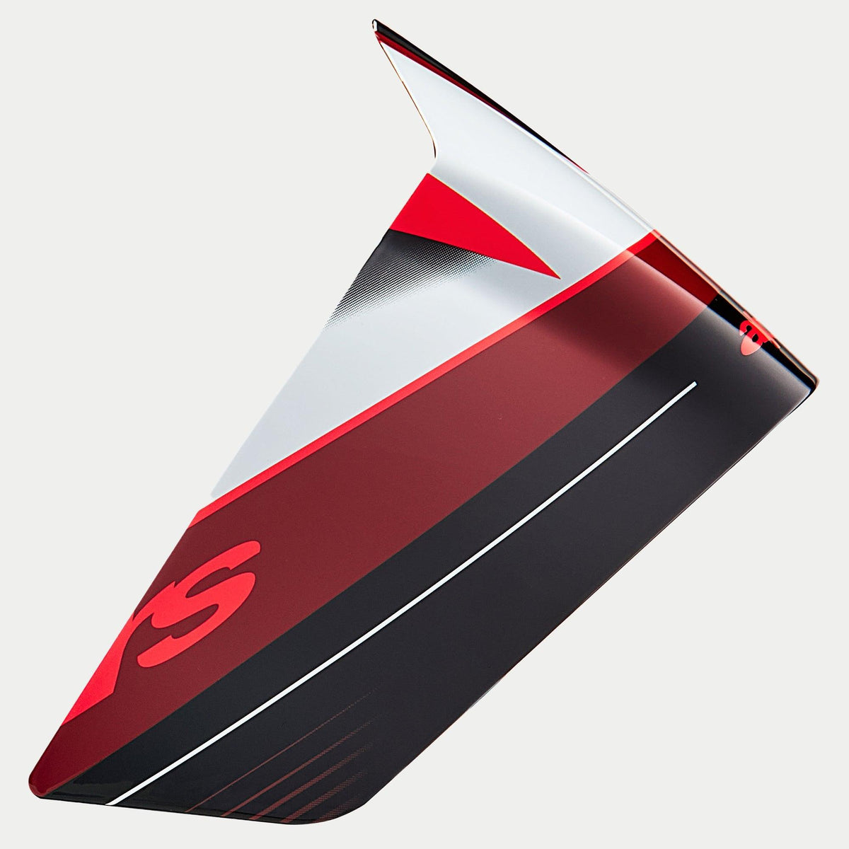 Alpinestars Supertech R10 Team Race Spoiler, accessoire pour casque, noir carbone, rouge et blanc brillant, pièce de rechange aérodynamique avec angles vifs et motifs graphiques, finition brillante pour casques de course