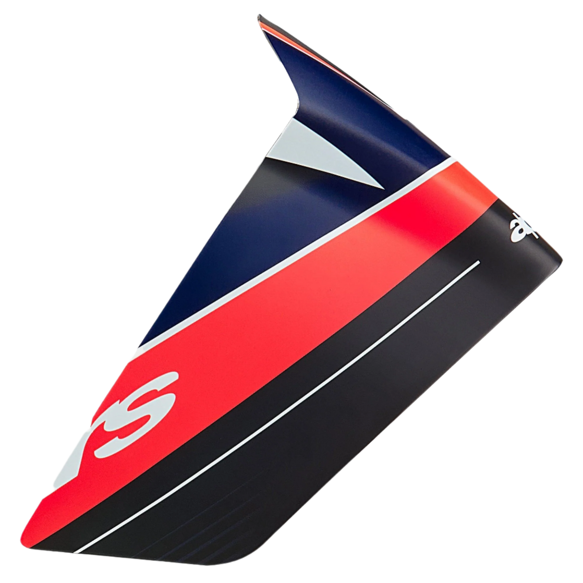 Alpinestars Supertech R10 Team Race Spoiler, accessoire de casque, carbone noir, rouge fluo et bleu foncé mat, profil aérodynamique en forme d'aile, finition mate avec panneaux de couleurs vives, pièce de rechange pour casques de moto de course