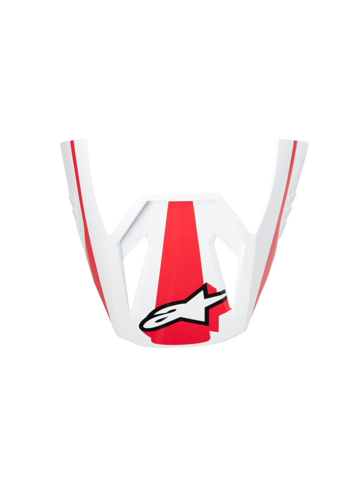 Visière Alpinestars S-M3 Heat ECE06, accessoire de casque, rouge, blanc et noir brillant, pièce de rechange officielle pour casques tout-terrain, avec graphismes rouges vifs et logo Alpinestars blanc, finition brillante pour équipement de motocross