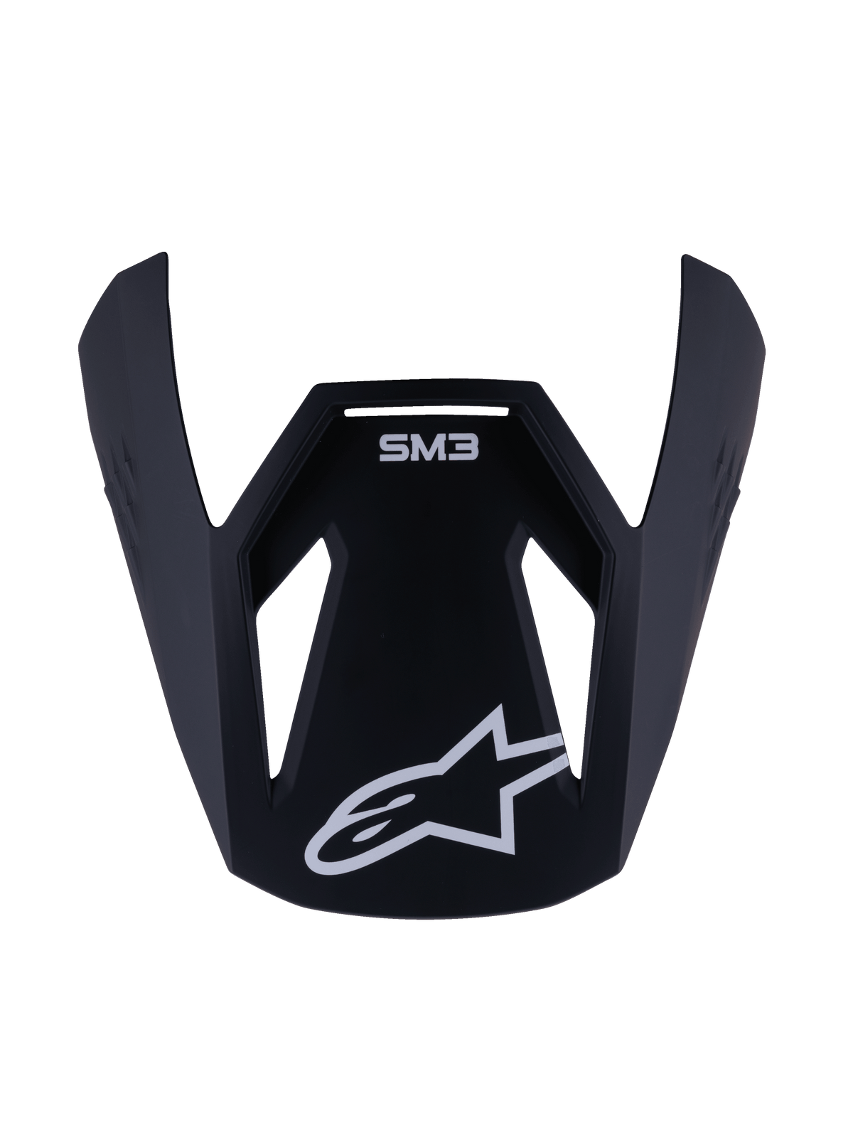 Alpinestars S-M3 Youth Solid Visor, visière de remplacement pour casque de motocross jeunesse, finition noir mat avec marquage SM3 et logo étoile blancs, accessoire en plastique durable pour le tout-terrain