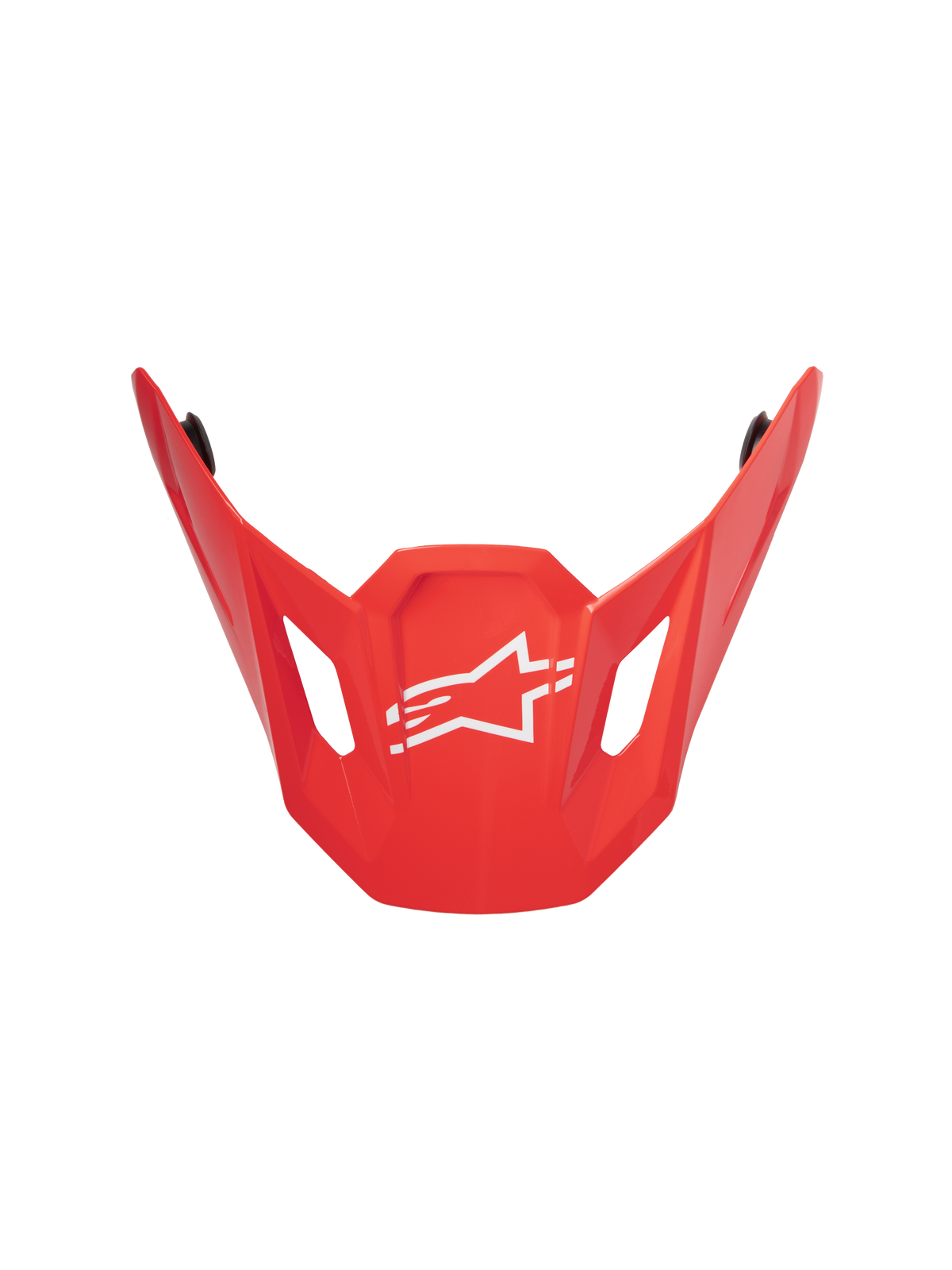 Visière Alpinestars S-M7 Core ECE06, Rouge Brillant, visière de rechange pour casque de motocross, dotée d'un design aérodynamique angulaire avec un logo étoile Alpinestars central blanc, des ouvertures de ventilation latérales et une finition brillante durable