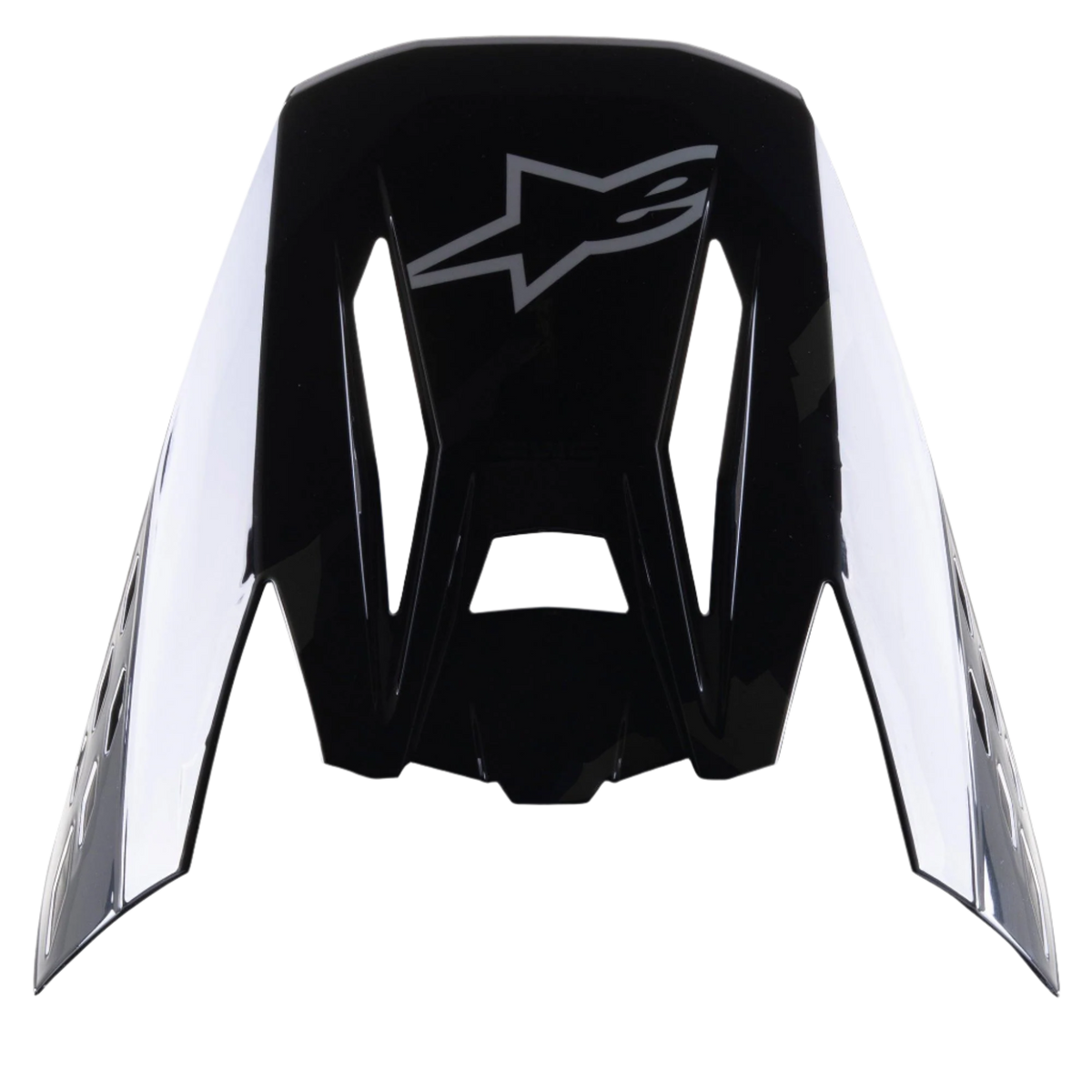 Visière Alpinestars S-M5 Rover, accessoire pour casque de motocross, noir anthracite camouflage brillant, finition noire brillante avec logo étoile gris, design aérodynamique avec découpes pour la circulation de l'air