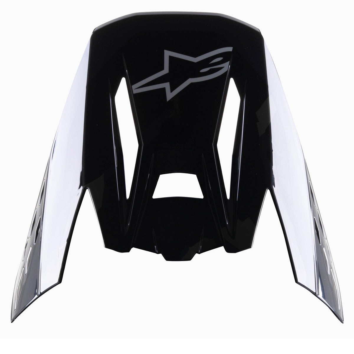 Visière Alpinestars S-M5 Rover, visière de rechange pour casque de motocross, noir anthracite camo brillant, avec logo Alpinestars gris, design angulaire avec motifs camouflage sur les côtés, accessoire de rechange pour casques de course tout-terrain