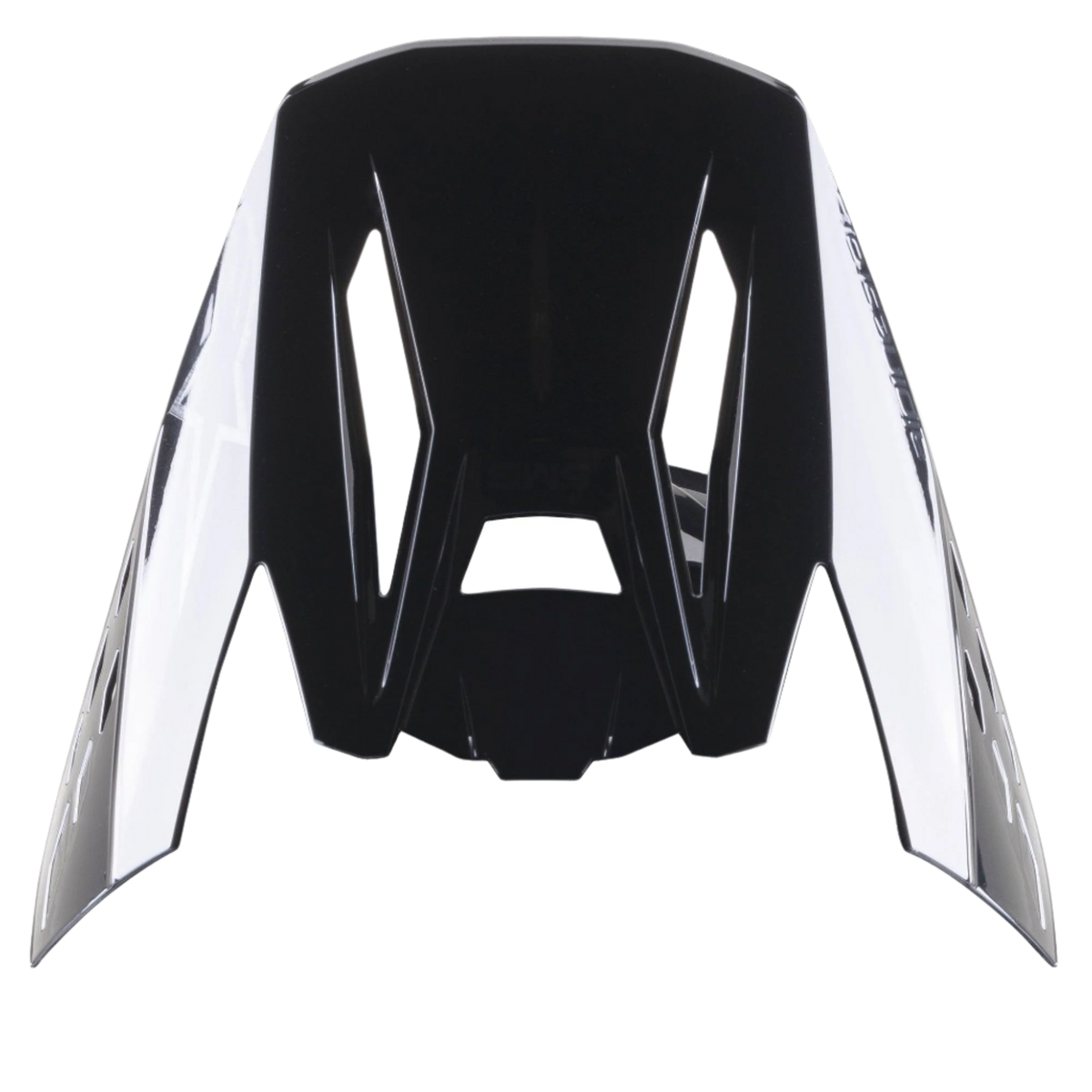 Visière Alpinestars S-M5 Scout, visière de rechange pour casques de motocross, noir argenté brillant, design aérodynamique avec marquage latéral et fentes de ventilation, finition haute brillance