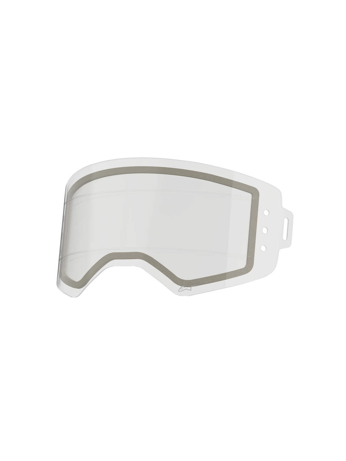 Lentille Alpinestars Supertech Double Paroi Roll Off, lentille de rechange claire pour lunettes, construction anti-buée avec joint en néoprène gris et lignes de glissement en silicone intégrées, fabriquée en polycarbonate résistant aux impacts