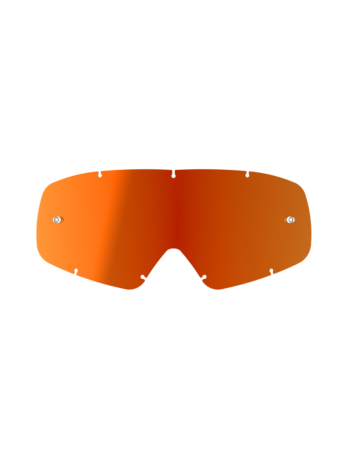 Alpinestars Vision Youth Mirror Lens, accessoire de rechange pour masque de motocross, Mirror Red avec dégradé réfléchissant de l'orange au rouge, doté de supports de tear-off intégrés et d'encoches de montage latérales, construction incurvée en polycarbonate pour la course tout-terrain jeunesse.