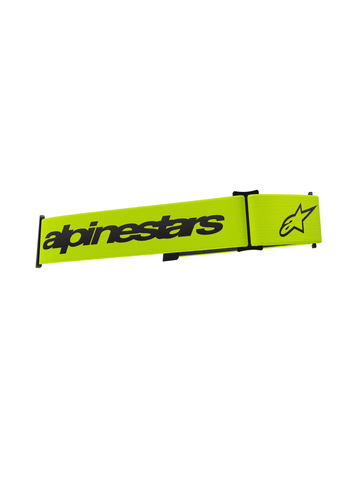 Sangle pour lunettes Alpinestars Supertech, accessoire pour masque de motocross, jaune fluo et noir, avec lettrage Alpinestars et logo étoile noirs, sangle de remplacement pour lunettes tout-terrain