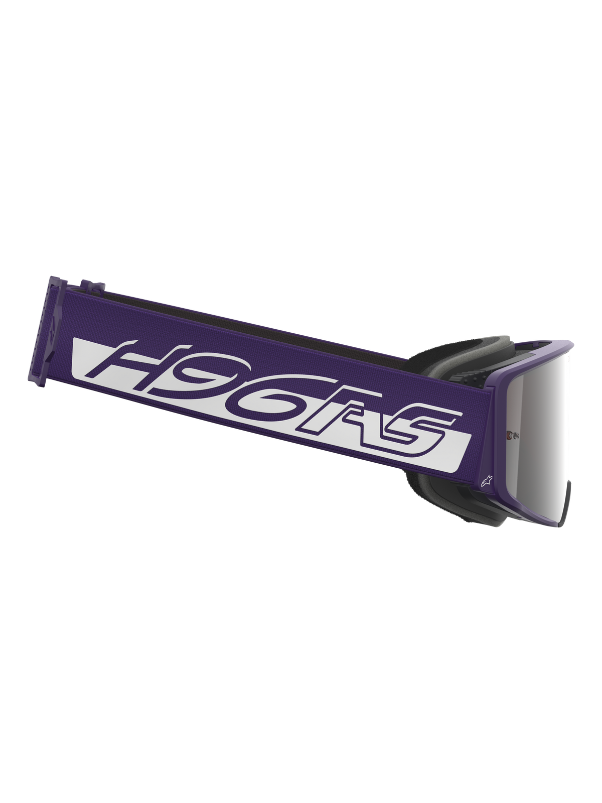 Masque Alpinestars HUNTA96 XXV Supertech Vision Édition Limitée, masque de motocross, violet et blanc avec écran miroir argenté, doté d'un large bandeau violet avec marquage H96RS blanc et design inspiré de la GT3