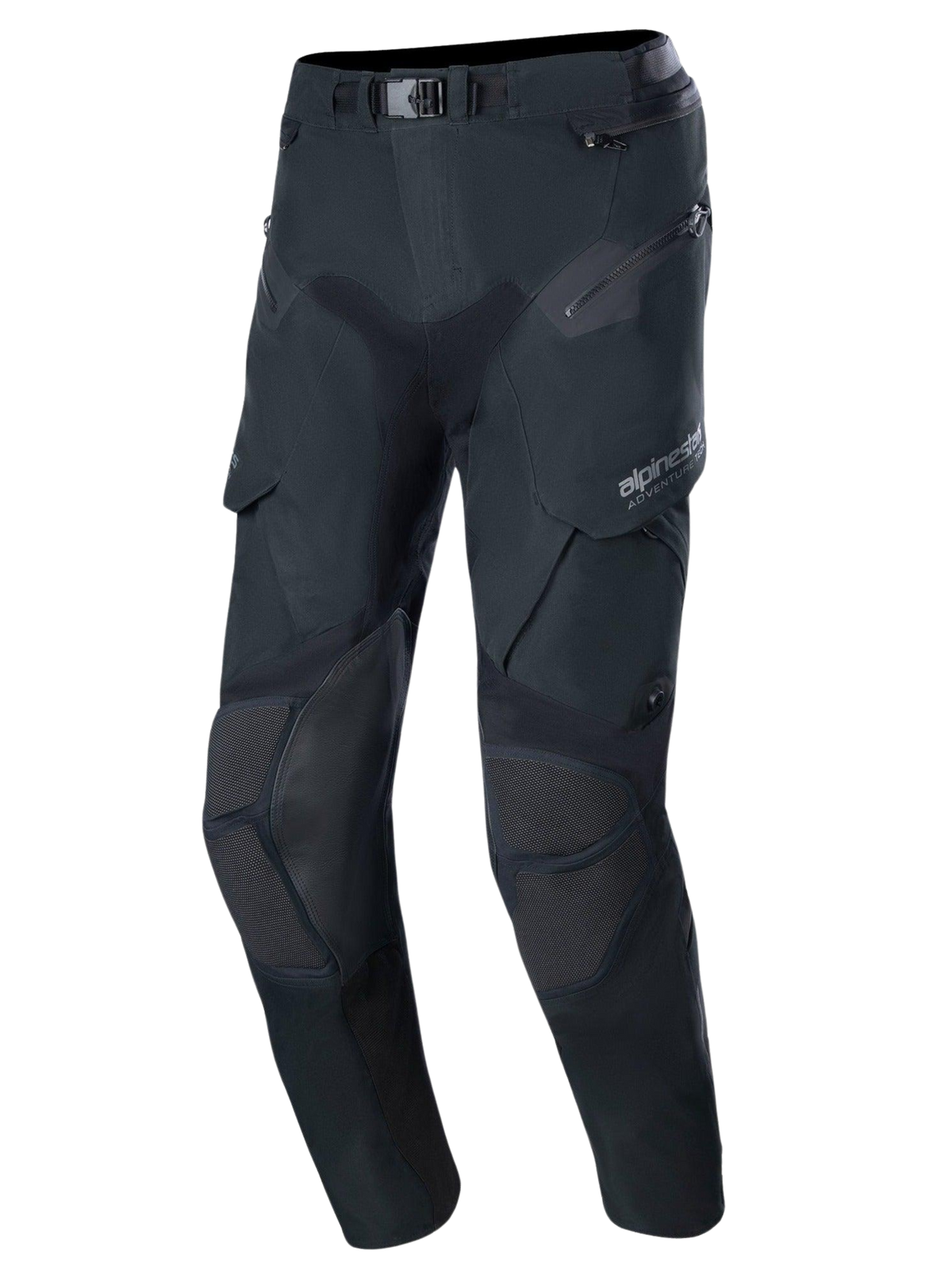 Alpinestars Boulder 3L GORE-TEX Pants - Longueur courte, pantalon de moto d'aventure noir, avec empiècements renforcés aux genoux et aux cuisses, poches zippées, boucle de ceinture magnétique et tissu texturé durable imperméable