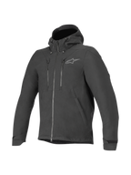 Alpinestars Veste Technique Domino, veste de moto urbaine noire pour homme, softshell à capuche fixe résistante à l'eau