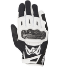 Gants Alpinestars SMX-2 Air Carbon V2, gants de moto, noir et blanc, avec protection des articulations renforcée en fibre de carbone, panneaux en mesh 3D technique pour la ventilation, structure en cuir et textile, design à manchette courte avec logo Alpinestars blanc