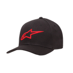 Casquette Alpinestars Ageless Curve, casquette de baseball noire avec logo brodé en 3D rouge, visière courbée, tissu sergé, accessoire sportswear décontracté