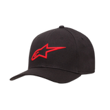 Alpinestars Ageless Curve Hat, Black Baseball Cap with Red 3D Embroidered Logo, Curved Bill, Twill Fabric, Casual Sportswear Headwear