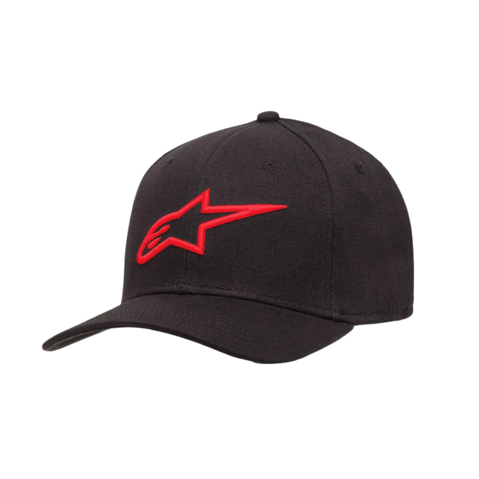 Alpinestars Ageless Curve Hat, Black Baseball Cap with Red 3D Embroidered Logo, Curved Bill, Twill Fabric, Casual Sportswear Headwear
