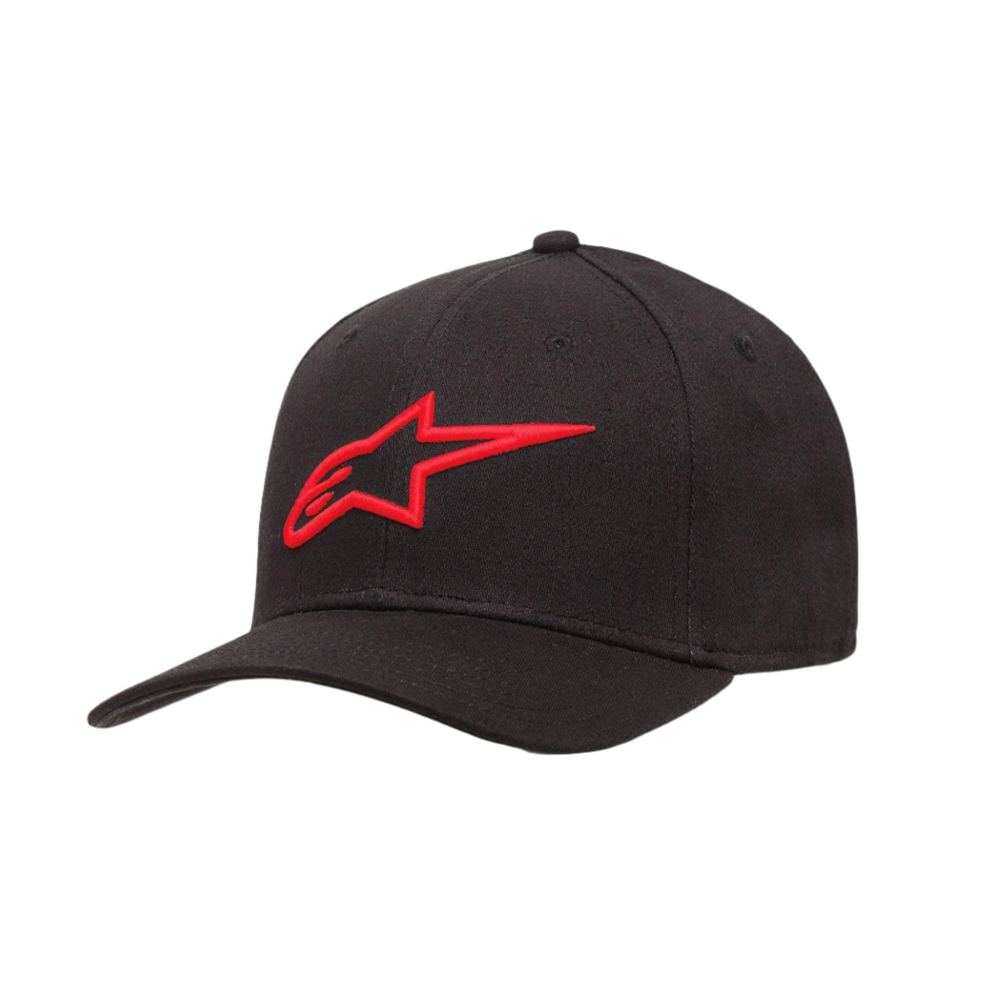 Casquette Alpinestars Ageless Curve, casquette de baseball noire avec logo brodé en 3D rouge, visière courbée, tissu sergé, accessoire sportswear décontracté
