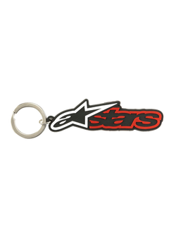 Alpinestars Porte-Clés Blaze, porte-clés en caoutchouc 3D noir et rouge avec anneau à pression métallique