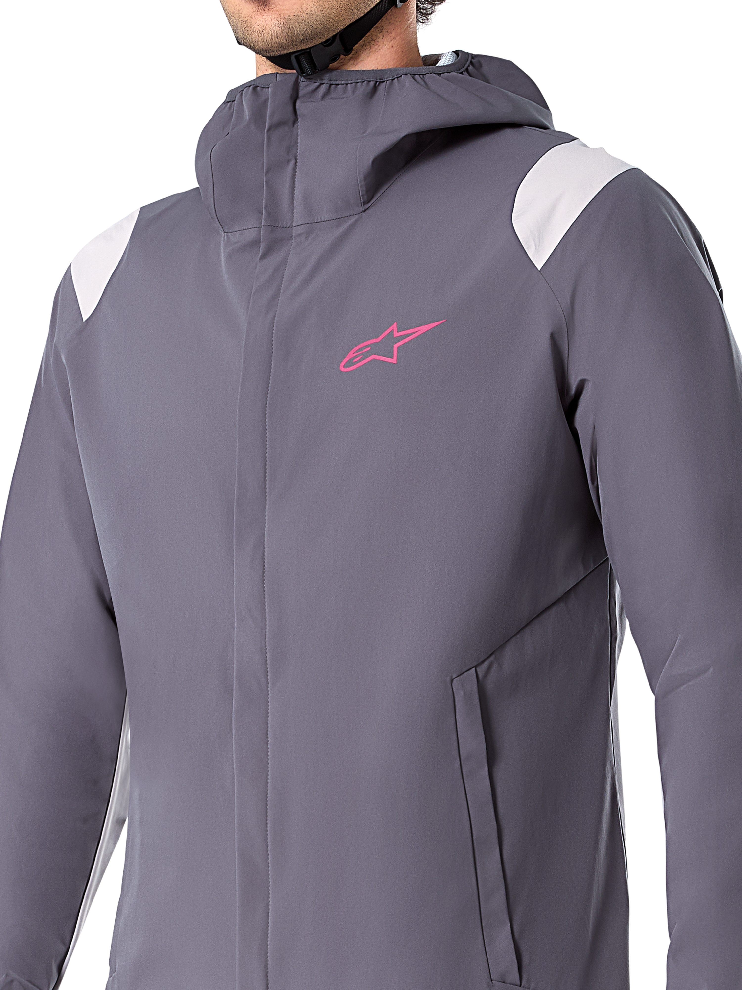 Alpinestars A-Dura Rain Jacket, Mountain Bike Rain Jacket, Dark Titanium Gray, hooded design, long sleeves, performance weather protection for off-road cycling