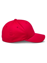 Alpinestars Corp Shift 2 Curved Brim Cap, Red, side profile view showing a structured crown and curved bill, stretch twill fabric, casual motorsport-inspired headwear
