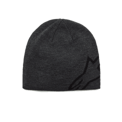 Alpinestars Corp Shift Beanie, bonnet en tricot, gris anthracite chiné et noir, doté d'un grand logo Alpinestars noir en jacquard sur le côté, construction en maille jersey tricotée, couvre-chef d'hiver décontracté inspiré des sports mécaniques
