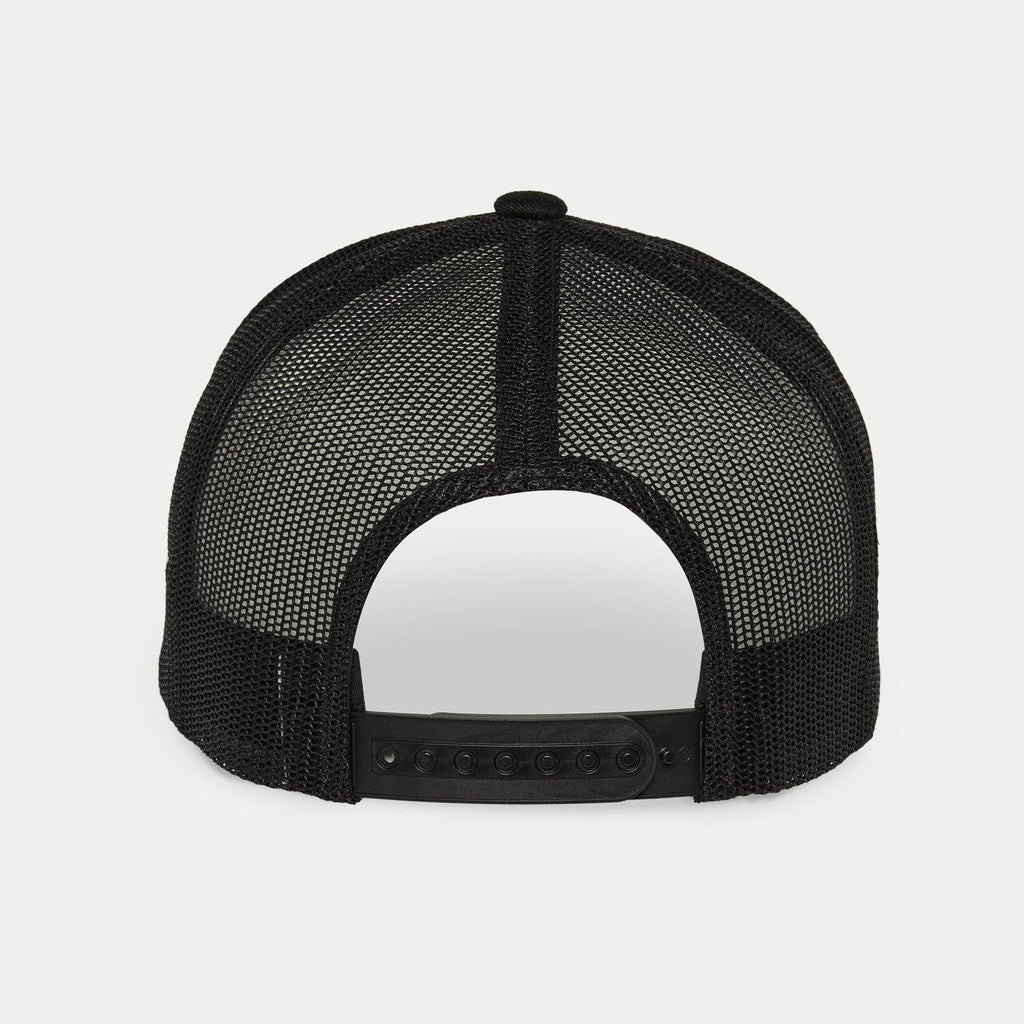 Casquette Snapback Flag Alpinestars, Noir Military, vue arrière présentant des empiècements en maille extensible noire et une fermeture snapback ajustable en plastique, accessoire de streetwear décontracté