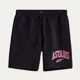 Alpinestars Dunker Short, short d'entraînement en polaire, noir avec logo ASTARS rouge et blanc sur la cuisse, taille élastique à cordon de serrage, poches latérales, design sportif décontracté