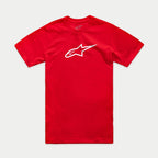 T-shirt Alpinestars Ageless 2.0 CSF, t-shirt à manches courtes, rouge avec logo Ageless blanc sur la poitrine, vêtement sportswear décontracté