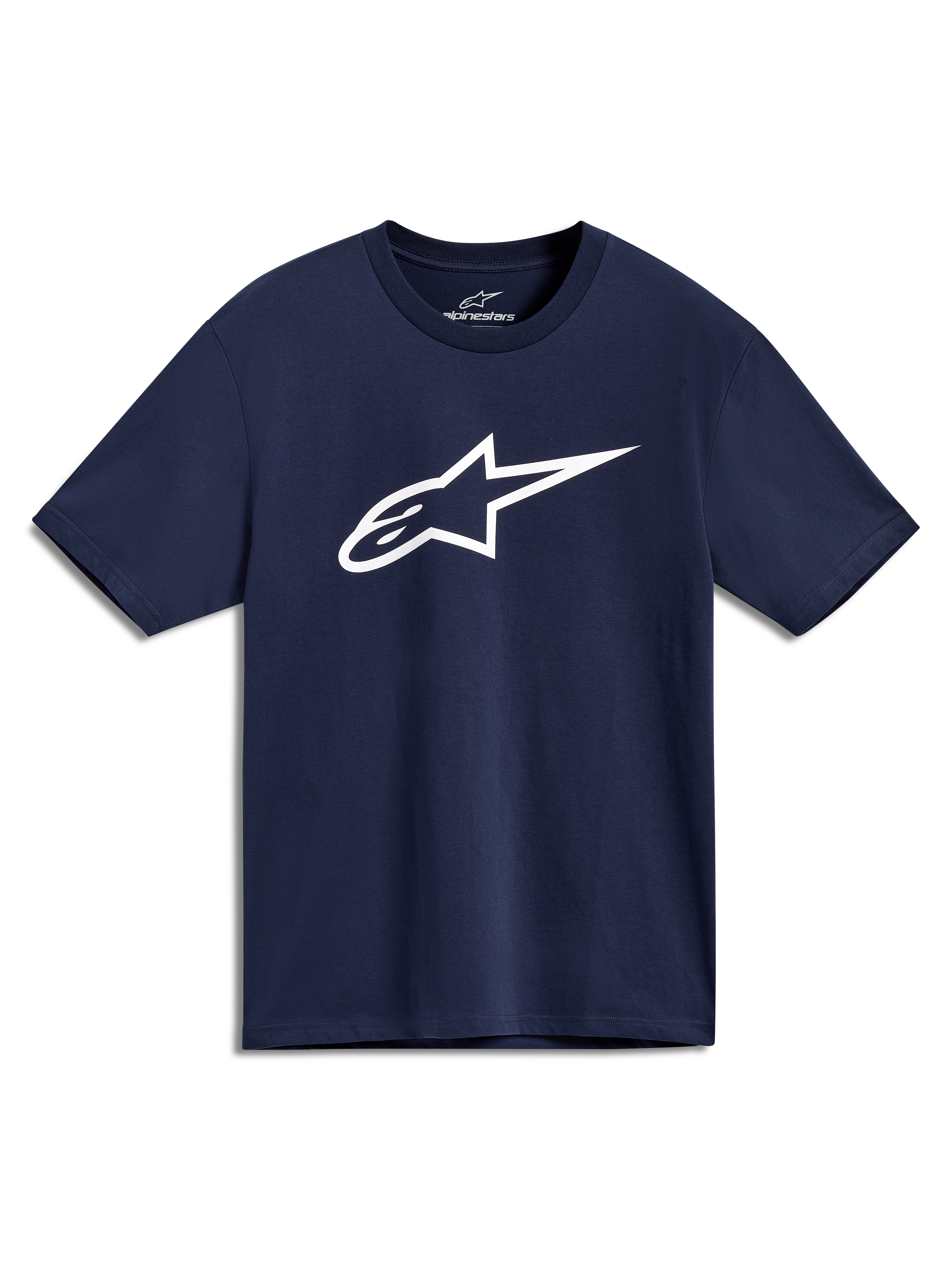 Alpinestars Ageless 2.0 CSF Tee, t-shirt à manches courtes bleu marine avec grand logo Astars blanc, style sportswear