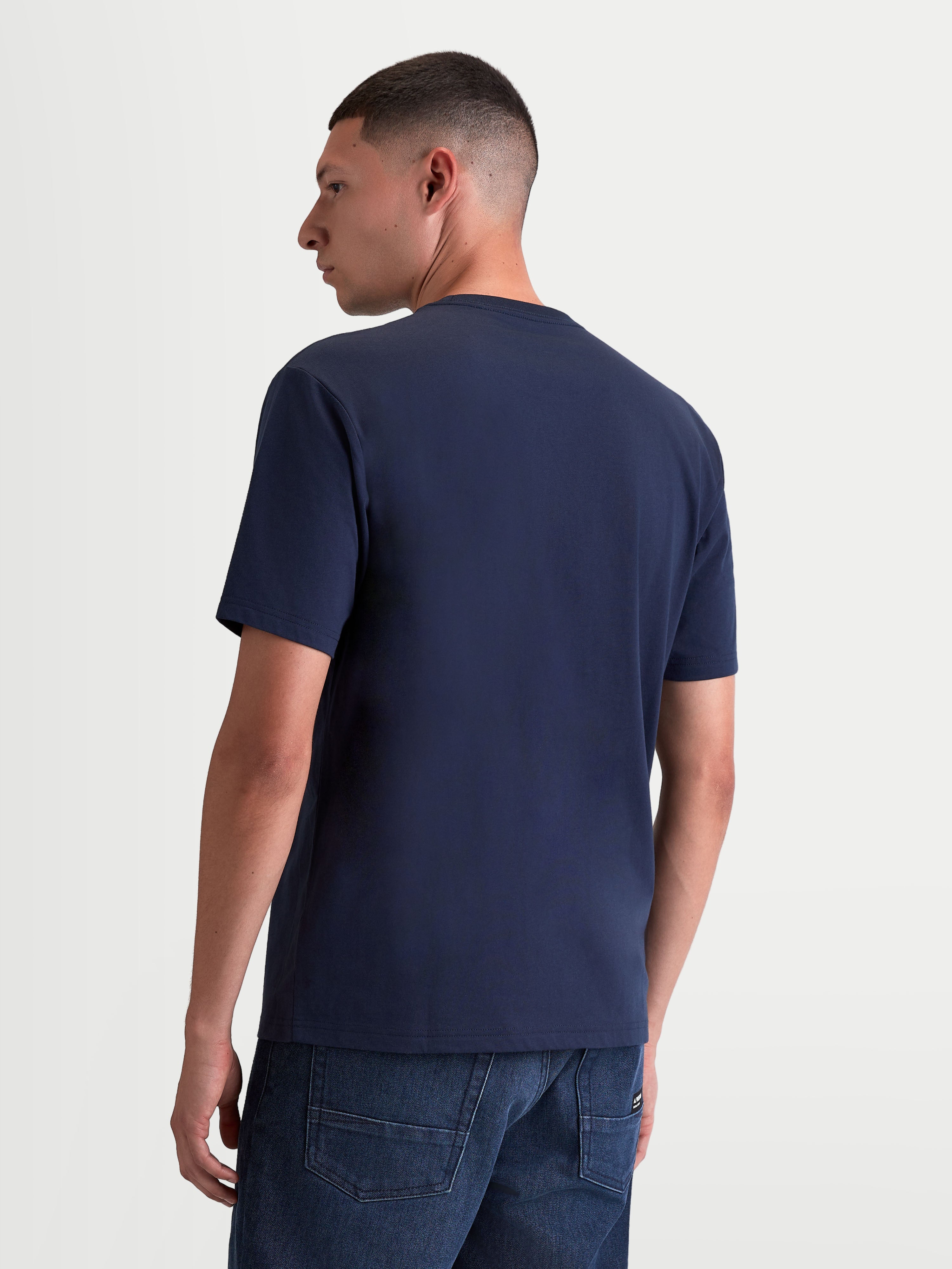 Alpinestars Ageless 2.0 CSF, t-shirt sportswear à manches courtes pour homme, bleu marine, vue de dos, coupe cut-and-sew et mélange coton-polyester pour un confort décontracté