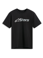 Alpinestars Blaze 2.0 CSF Tee, t-shirt à manches courtes, noir, graphique du logo blanc et gris à l'avant, vêtement de sport automobile décontracté