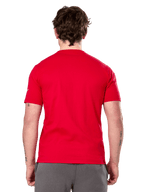 T-shirt Alpinestars Linear Wordmark 2.0 CSF, t-shirt à manches courtes, rouge, vue de dos, rouge uni avec petit logo blanc sur la manche, design décontracté inspiré du motorsport