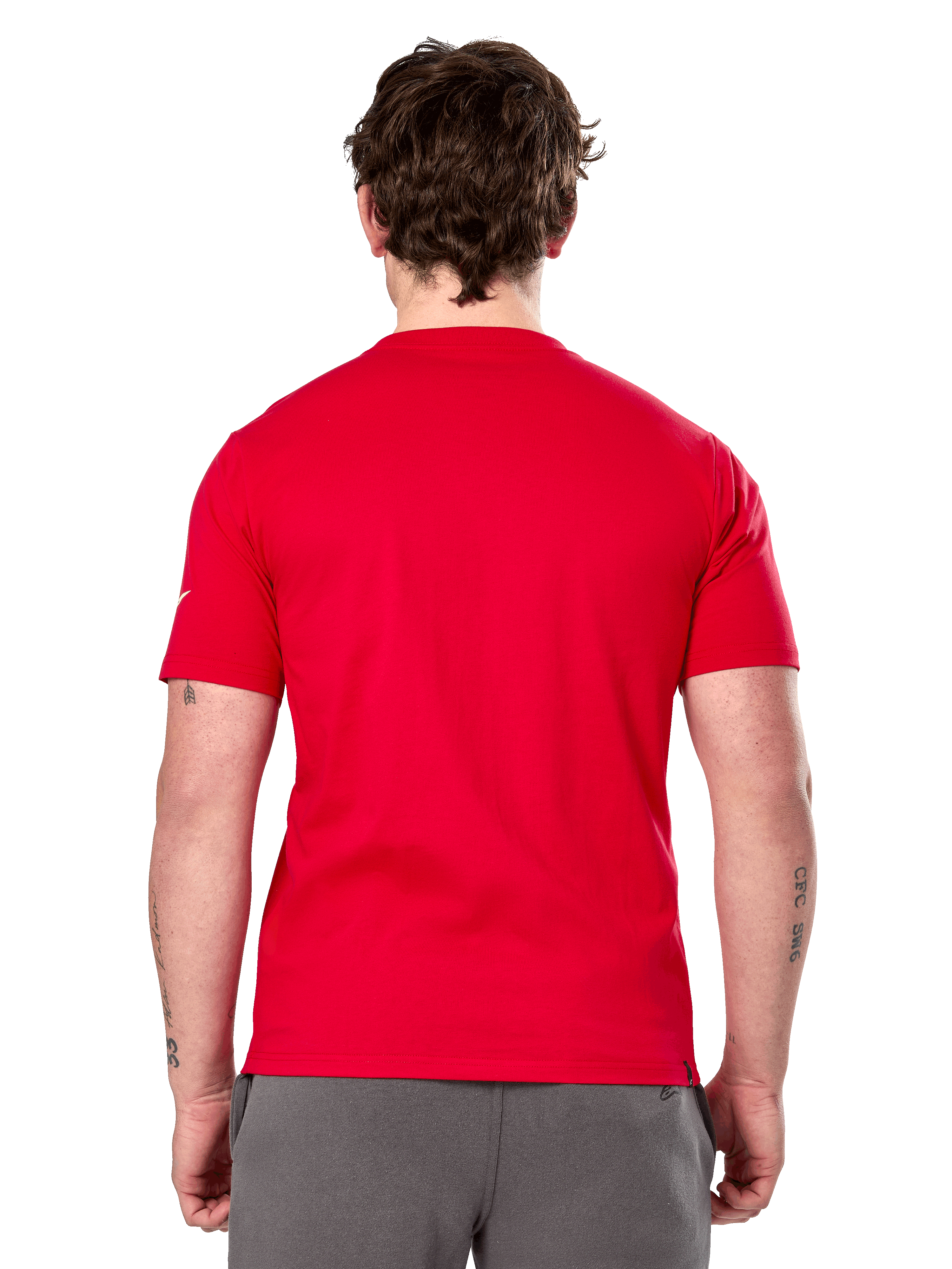 T-shirt Alpinestars Linear Wordmark 2.0 CSF, t-shirt à manches courtes, rouge, vue de dos, rouge uni avec petit logo blanc sur la manche, design décontracté inspiré du motorsport