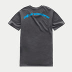 T-shirt Alpinestars Horizon CSF, t-shirt à manches courtes, gris anthracite, vue de dos avec inscription Alpinestars en arc bleu sur les épaules, sportswear décontracté
