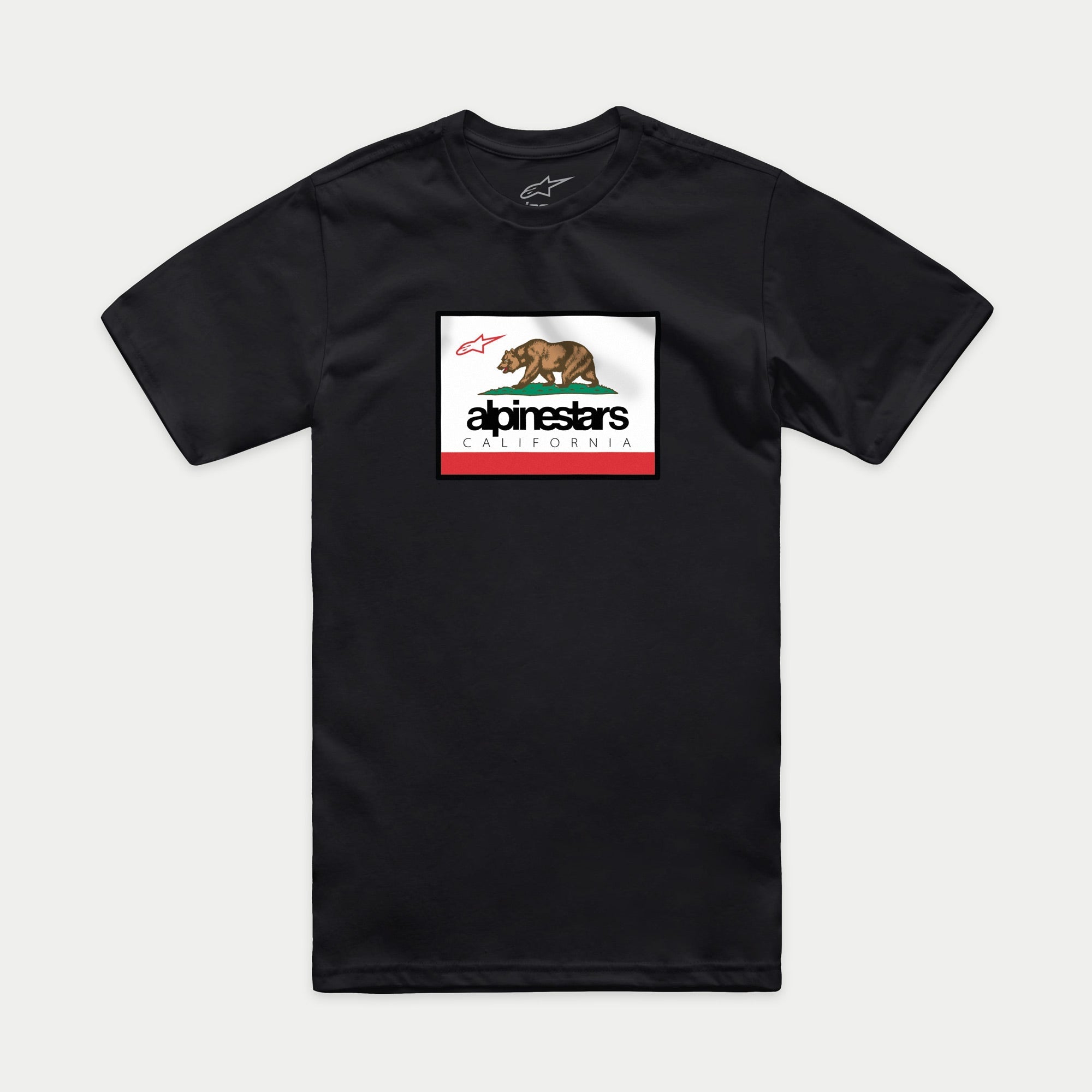 Alpinestars Cali 2.0 CSF Tee, t-shirt à manches courtes, noir, graphique inspiré de la Californie avec un ours grizzly et le logo Alpinestars, vêtement sportswear décontracté