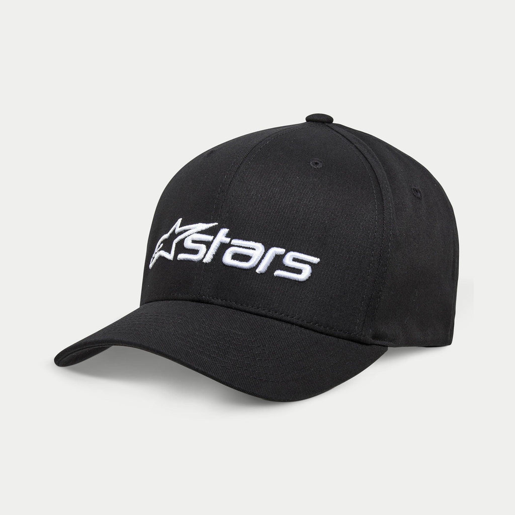 Casquette Alpinestars Blaze 2.0, casquette de baseball noire, avec visière incurvée et couronne structurée, logo Astars blanc texturé sur le devant, couvre-chef sportswear décontracté
