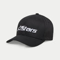 Casquette Alpinestars Blaze 2.0, casquette de baseball noire, avec visière incurvée et couronne structurée, logo Astars blanc texturé sur le devant, couvre-chef sportswear décontracté