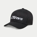Casquette Alpinestars Blaze 2.0, casquette de baseball noire, avec visière incurvée et couronne structurée, logo Astars blanc texturé sur le devant, couvre-chef sportswear décontracté