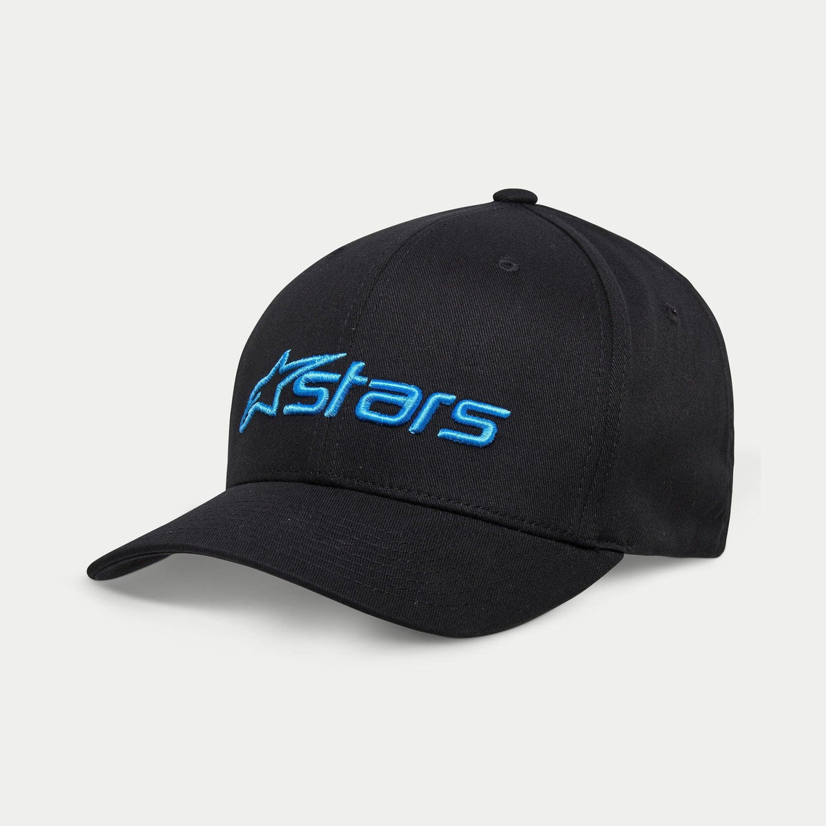 Casquette Alpinestars Blaze 2.0, casquette de baseball, noire avec logo Astars bleu clair, visière courbée et couronne structurée, accessoire sportswear décontracté