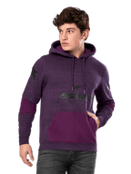 Alpinestars Perpetuate Hoodie, violet chiné et violet foncé, sweat à capuche en molleton pour homme, graphismes logo noirs, poche kangourou, streetwear décontracté inspiré du sport automobile